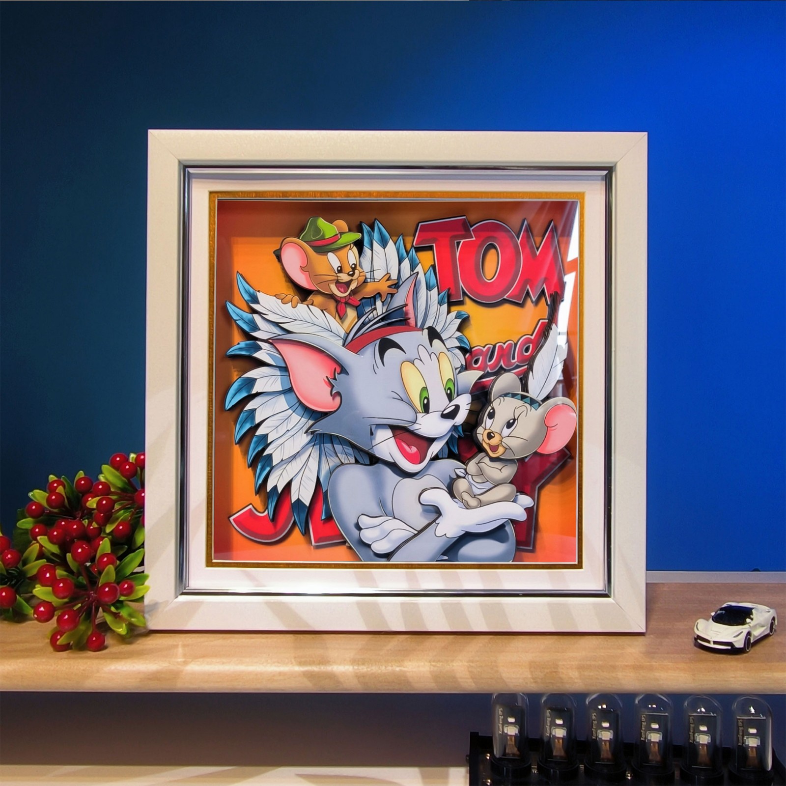Tom and Jerry 立体絵画 立体アートパネル 3D 壁掛け インテリア 額入り おしゃれ 飾る 35×35cm[2]