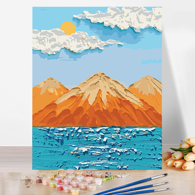 数字油絵 富士山 噴火 風景 diy 30×40cm